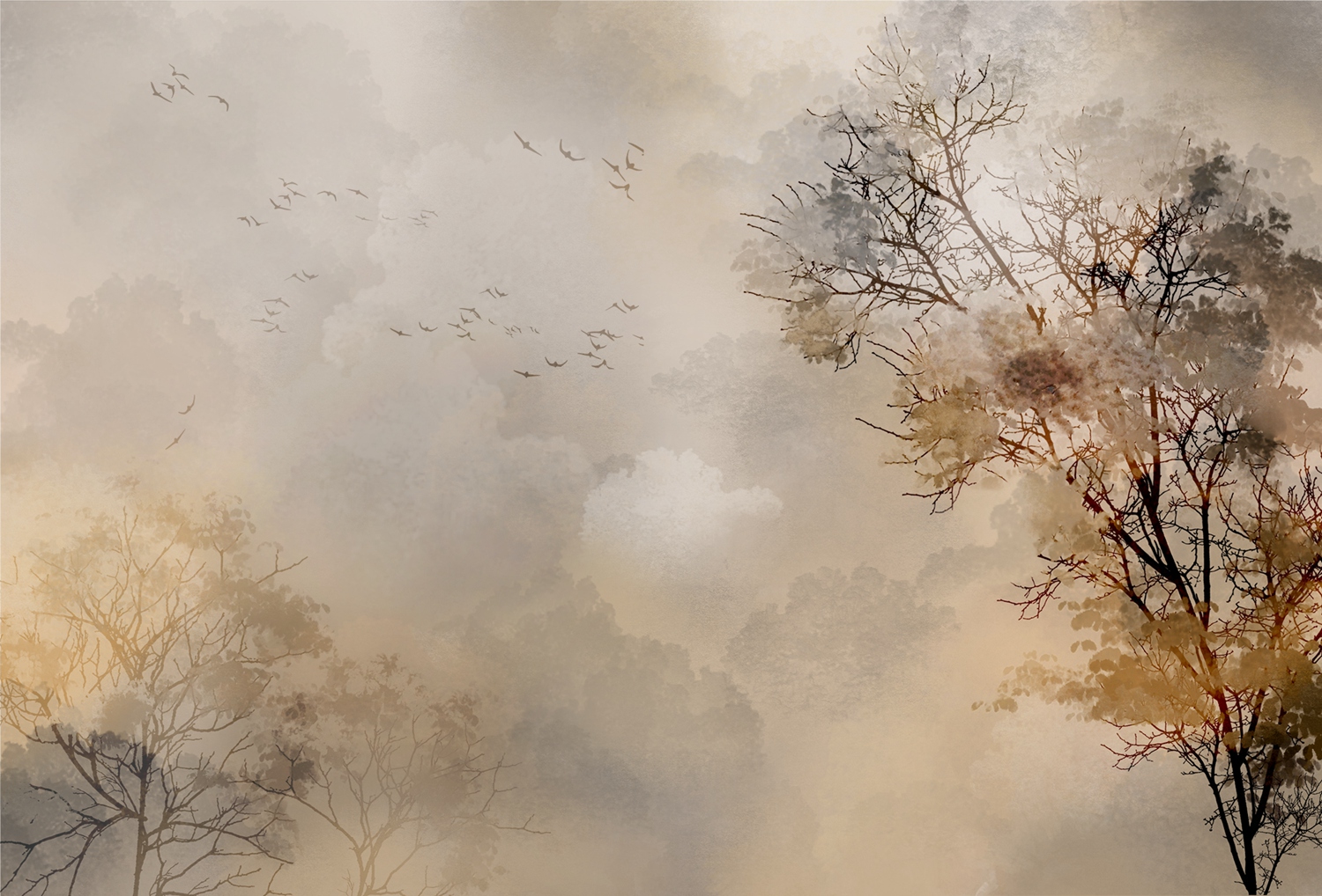 [开云（中国） - 附件|装饰画/墙饰|办公家具|设计师家具|迷雾从林-原创定制壁画]