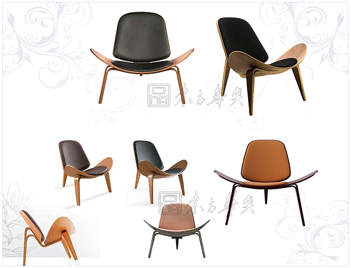 现代经典休闲椅|真皮休闲椅|办公家具|微笑椅|休闲椅|三足贝壳椅，休闲椅，弯板椅，设计师椅